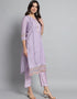 Designer Party Wear Readymade Salwar Suit Lavender Linen Cotton Pant Straight Side View
